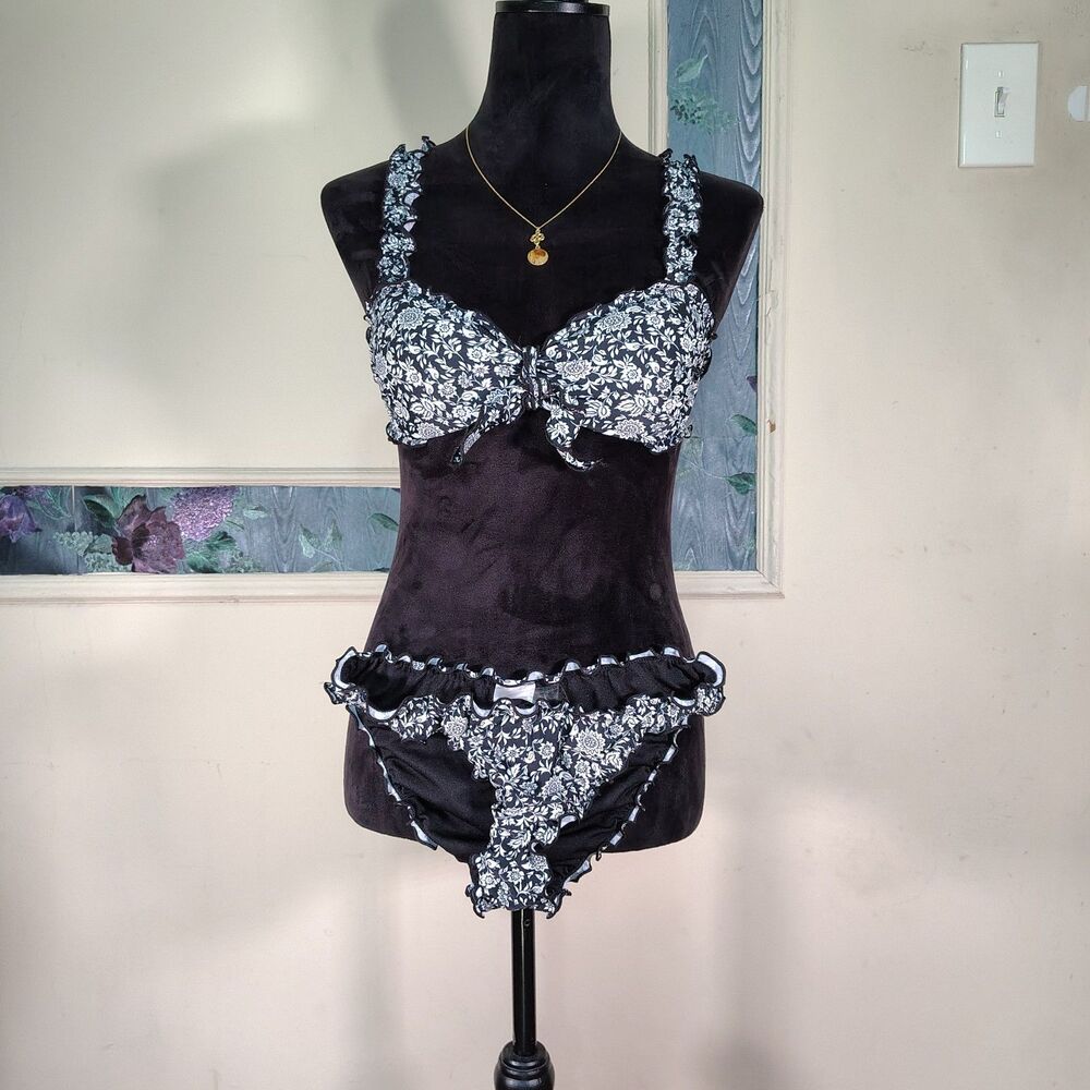 Floral Blk White Bikini Exhilaration Wmns Size Small/T559